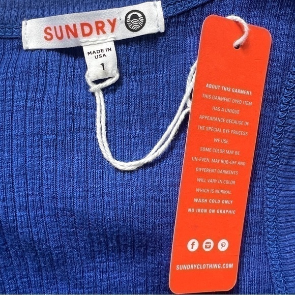 Sundry Ringer Cobalt NWT Crew Neck Ribbed Racerback Tank Size 1 - Picture 7 of 7
